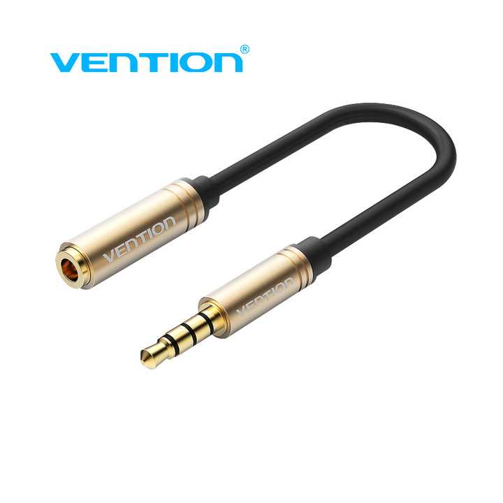 Cablu Jack 3.5 mm 4 pin socket Jack 3.5 mm 4 pin plug 0.1m negru VENTION VAB-S06-B010