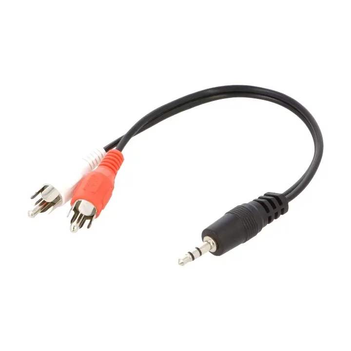 Cablu Jack 3.5 mm Stereo tata - 2x RCA tata 0.2m negru PVC GEMBIRD CCA-458/0.2