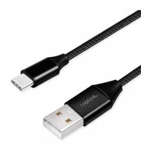 Cablu USB 2.0 A - USB type C 0.3m negru LOGILINK CU0139