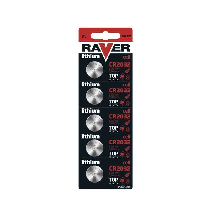 Set baterii CR2032 Litiu 3V 5buc RAVER B7332