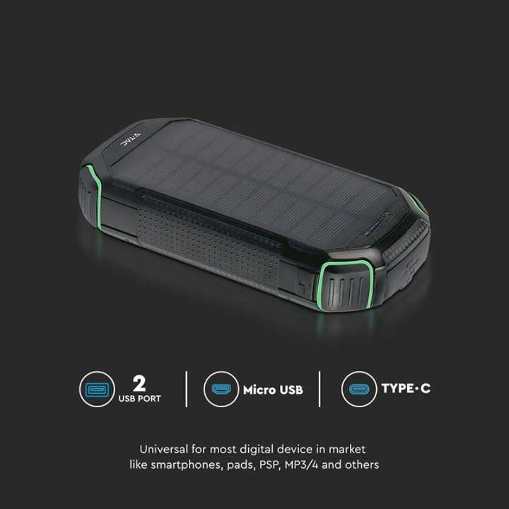 POWER BANK 30000mAh Wireless cu incarcare solara V-TAC SKU-7836