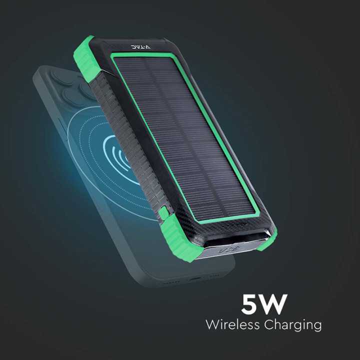 POWER BANK 10000mAh cu incarcare solara si Wireless V-TAC SKU-7835