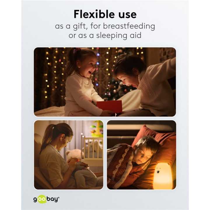 Luminã de noapte cu LED Ursul polar 7 culori 3 moduri lumina cu acumulator Goobay 61647