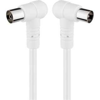 Cablu Coaxial 75ohmi Dublu ecranat 80dB mama-tata cu mufe cotite 1.5m 5.3mm alb Goobay 67353