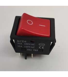 Intrerupator 4 poli 250V 30A 1 buton rosu ON-OFF cu retinere 21.7x28 mm