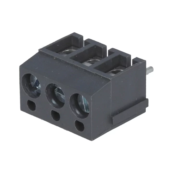 Regleta 3 contacte neagra de conexiuni placa PCB in unghi 90 5mm 3 piste max.2.5mm2 negru DEGSON ELECTRONICS DG300-5.0-03P-11-0