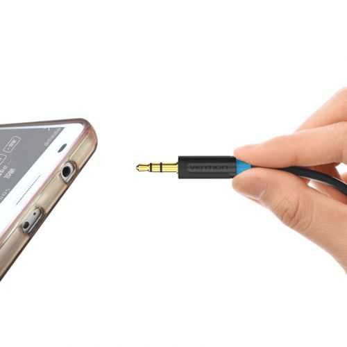 Cablu audio 0.5m 4mm Jack 3.5mm 3pin mufa tata - 2x Jack 6.3 mm mufa tata cupru aurit negru VENTION BACBD