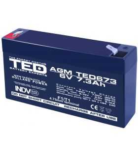Acumulator AGM VRLA 6V 7.3Ah plumb acid 151x34x94 mm F1 terminal TED Battery Expert Holland