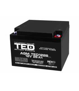 Acumulator AGM VRLA 12V 26Ah plumb acid 165x175x125 mm M5 terminal TED Battery Expert Holland TED003638
