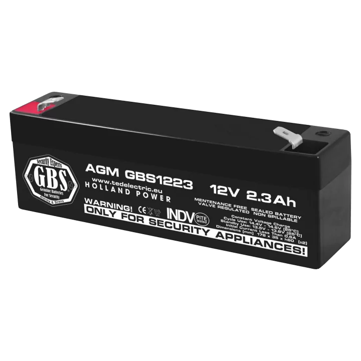 Acumulator AGM VRLA 12V 2.3Ah plumb acid 178x34x60 mm F1 terminal GBS1223F1 TED003614