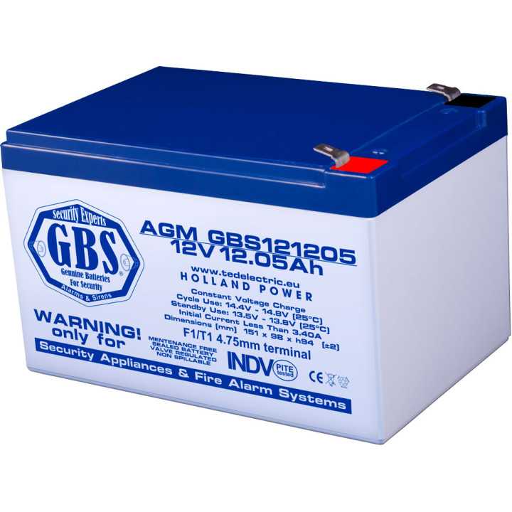 Acumulator AGM VRLA 12V 12.05Ah plumb acid 151x98x95 mm F1 terminal GBS121205F1