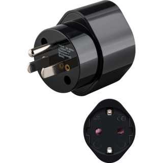 Adaptor de retea tata tip B NEMA 5-15 3pini SUA / Japonia - mama Schuko tip F CEE 7/3 250V 13A 3250W negru Goobay 45354