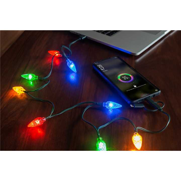 Cablu de incarcare USB pentru smartphone cu lumini LED RGB - Lightning Micro-USB USB type C 90cm Goobay 60339