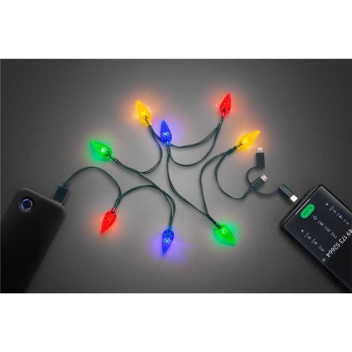 Cablu de incarcare USB pentru smartphone cu lumini LED RGB - Lightning Micro-USB USB type C 90cm Goobay 60339