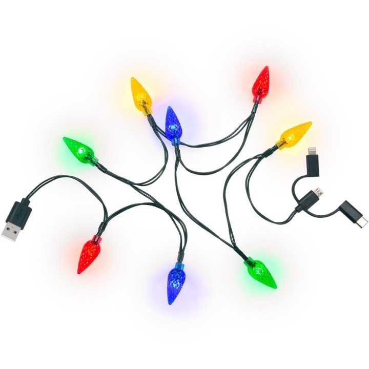 Cablu de incarcare USB pentru smartphone cu lumini LED RGB - Lightning Micro-USB USB type C 90cm Goobay 60339