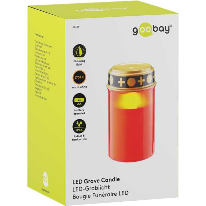 Lumanare LED candela rosie cu palpaire cu baterii 2x AA IP44 Goobay 60335