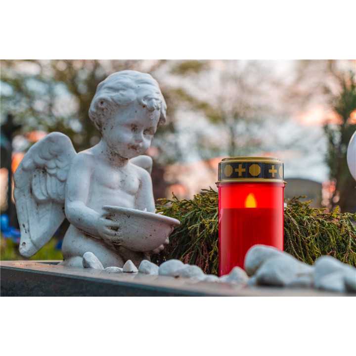 Lumanare LED candela rosie cu palpaire cu baterii 2x AA IP44 Goobay 60335