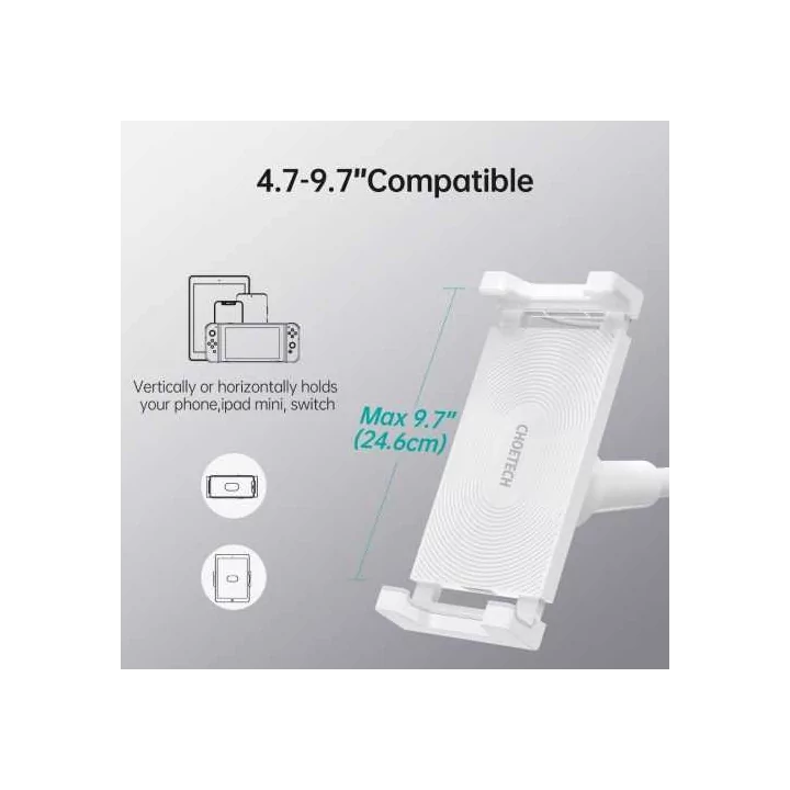 Suport reglabil de birou pentru 4.7-9.7inchi telefon/tableta si incarcare wireless alb Choetech T584F
