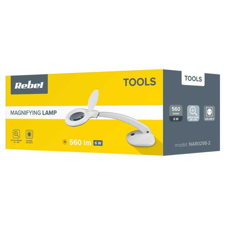 Lampa cu lupa 3+12 dioptrii 6W REBEL NAR0298-2