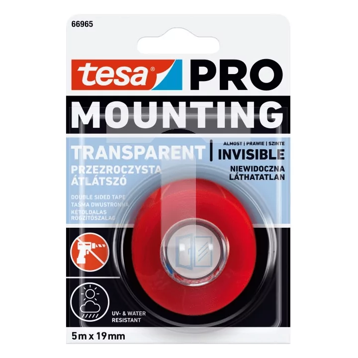 Banda dubluadeziva montare transparenta 19mm 5m Tesa PRO 66965-00007