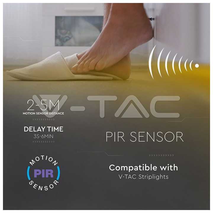 Senzor miscare pentru banda LED 12V 36W Detectie 2-5m Temporizare 3 sec - 6 min V-TAC