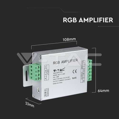 Amplificator banda LED RGB 12/24VDC 12A 3 canale x4A V-TAC