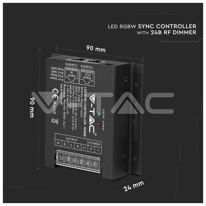 Controller Banda LED cu DIMMER 12V/24V RGB+W 288W V-TAC