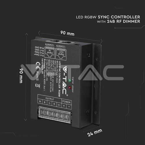Controller Banda LED cu DIMMER 12V/24V RGB+W 288W V-TAC