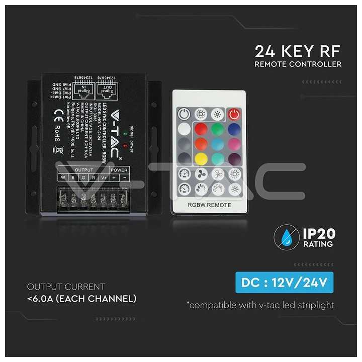 Controller Banda LED cu DIMMER 12V/24V RGB+W 288W V-TAC