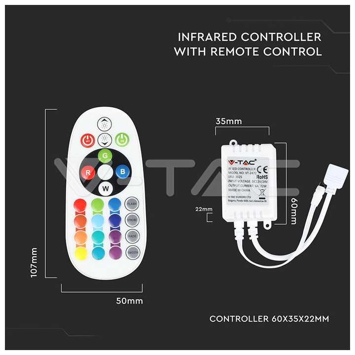 Controller LED RGB 24 butoane 12V/6A 24V/72W V-TAC