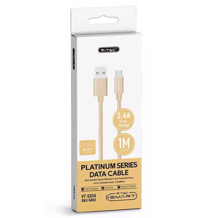 Cablu USB TYPE C 1m auriu 2.4A PLATINUM EDITION V-Tac SKU-8493