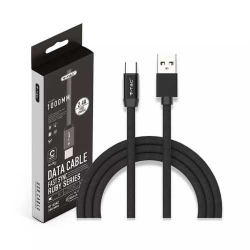 Cablu USB TYPE C 1m plat negru 2.4A RUBY EDITION V-Tac SKU-8498