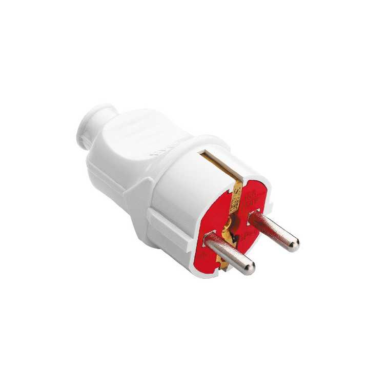 Stecher Schuko drept 16A 250V alb cu rosu TEMPO16A/250V