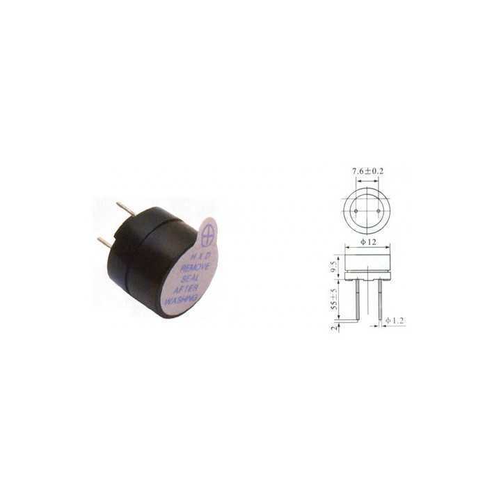 Buzzer 9V 12x9.5mm/7.6mm cablaj