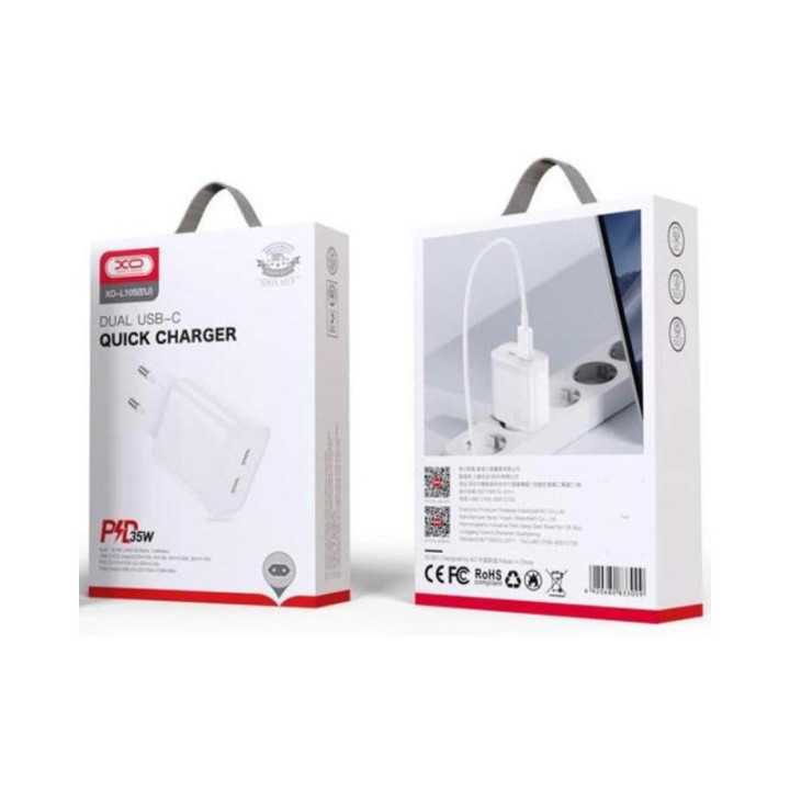 Adaptor Priza - 2x Type C PD 3A 35W alb XO-L105(EU)