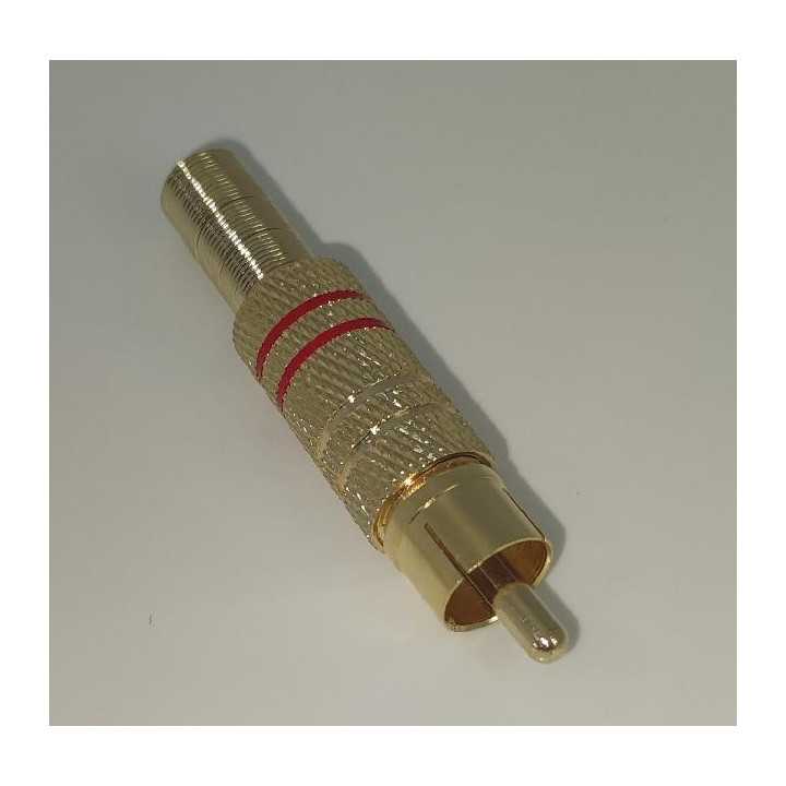 Mufa RCA tata metal inel rosu cablu 7mm Goobay