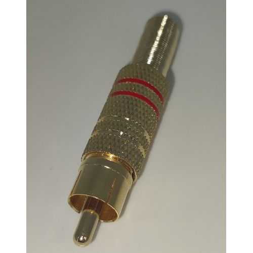 Mufa RCA tata metal inel rosu cablu 7mm Goobay