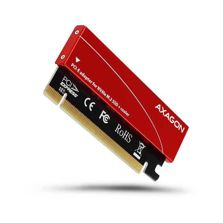 Adaptor Intern AXAGON PCEM2-S PCI-E 3.0 16x M.2 SSD NVMe Suport SSD pana la 80mm low profile Radiator Inclus
