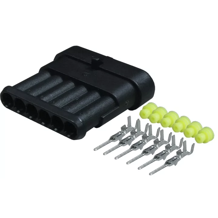 Set conector cablu Superseal 1.5 tata mufa 6 pin 6 pini inclusi + 6 garnituri incluse IP67 TE Connectivity 282108-1-SET-M