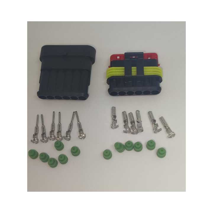 Set conectori cablu Superseal 1.5 tata-mama mufa 6 pin +12 pini inclusi + 12 garnituri incluse IP67 TE Connectivity 282108-1-SET