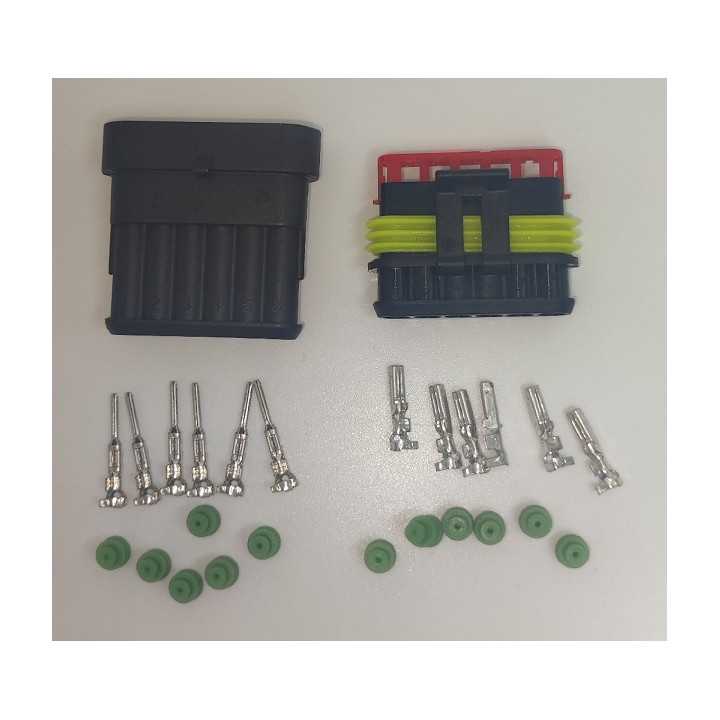 Set conectori cablu Superseal 1.5 tata-mama mufa 6 pin +12 pini inclusi + 12 garnituri incluse IP67 TE Connectivity 282108-1-SET