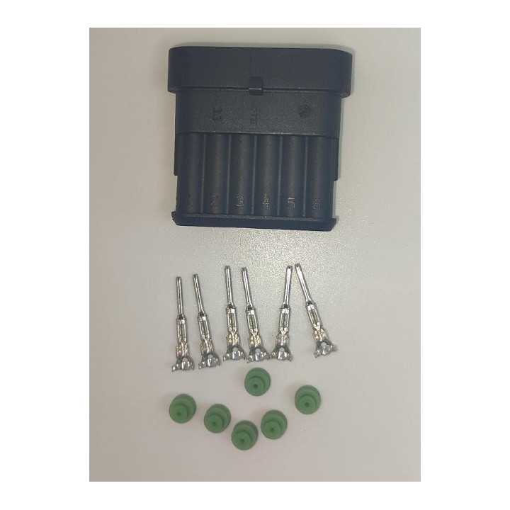 Set conector cablu Superseal 1.5 tata mufa 6 pin 6 pini inclusi + 6 garnituri incluse IP67 TE Connectivity 282108-1-SET-M