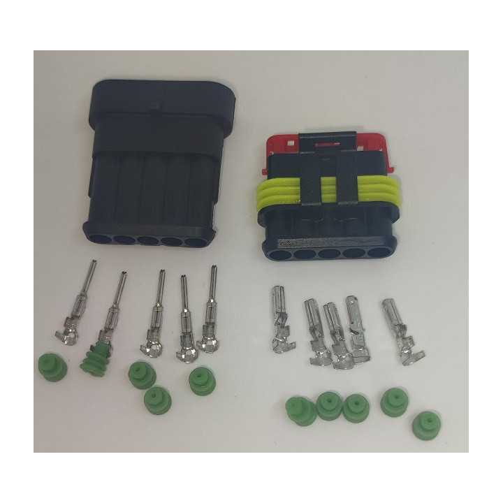 Set conectori cablu Superseal 1.5 tata-mama mufa 5 pin +10 pini inclusi + 10 garnituri incluse IP67 TE Connectivity 282107-1-SET