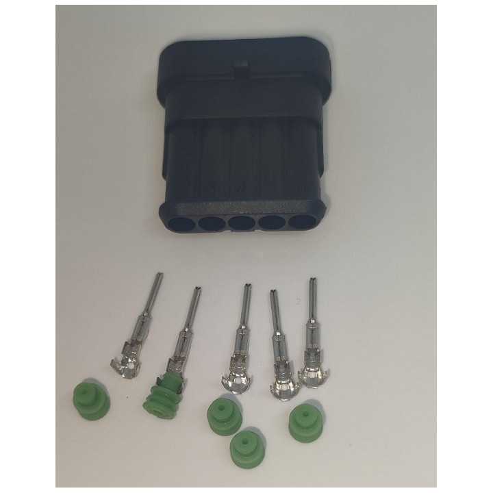 Set conector cablu Superseal 1.5 tata mufa 5 pin 5 pini inclusi + 5 garnituri incluse IP67 TE Connectivity 282107-1-SET-M