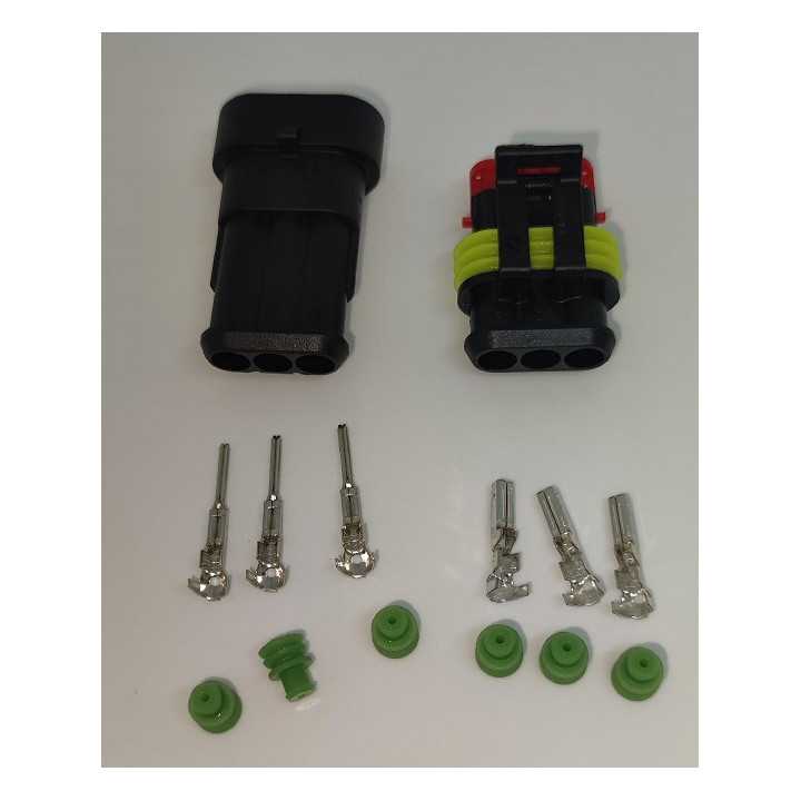 Set conectori cablu Superseal 1.5 tata-mama mufa 3 pin +6 pini inclusi + 6 garnituri incluse IP67 TE Connectivity 282105-1-SET-M