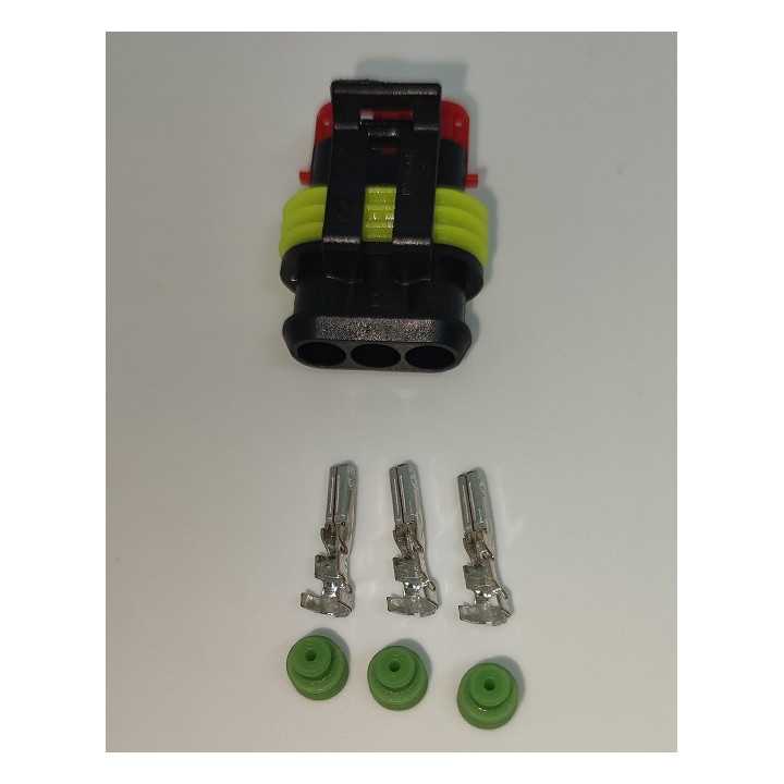 Set conector cablu Superseal 1.5 mama mufa 3 pin 3 pini inclusi + 3 garnituri incluse IP67 TE Connectivity 282087-1-SET-F