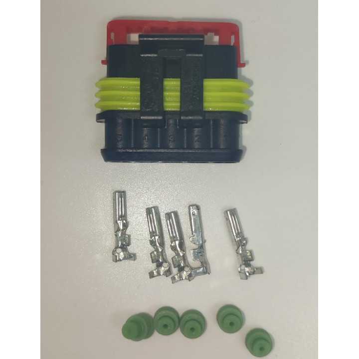 Set conector cablu Superseal 1.5 mama mufa 6 pin 6 pini inclusi + 6 garnituri incluse IP67 TE Connectivity 282090-1-SET-F