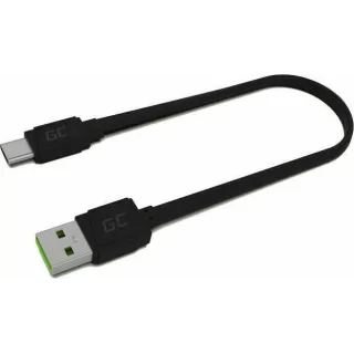 Cablu USB 2.0 A mufa - USB type C mufa 0.25m plat negru Green Cell KABGC03