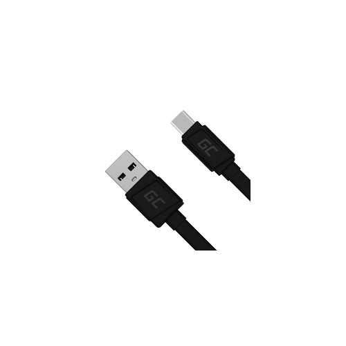 Cablu USB 2.0 A mufa - USB type C mufa 0.25m plat negru Green Cell KABGC03