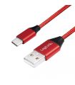 Cablu USB2.0 A mufa - USB type C mufa 0.3m rosu poliamida LOGILINK CU0147